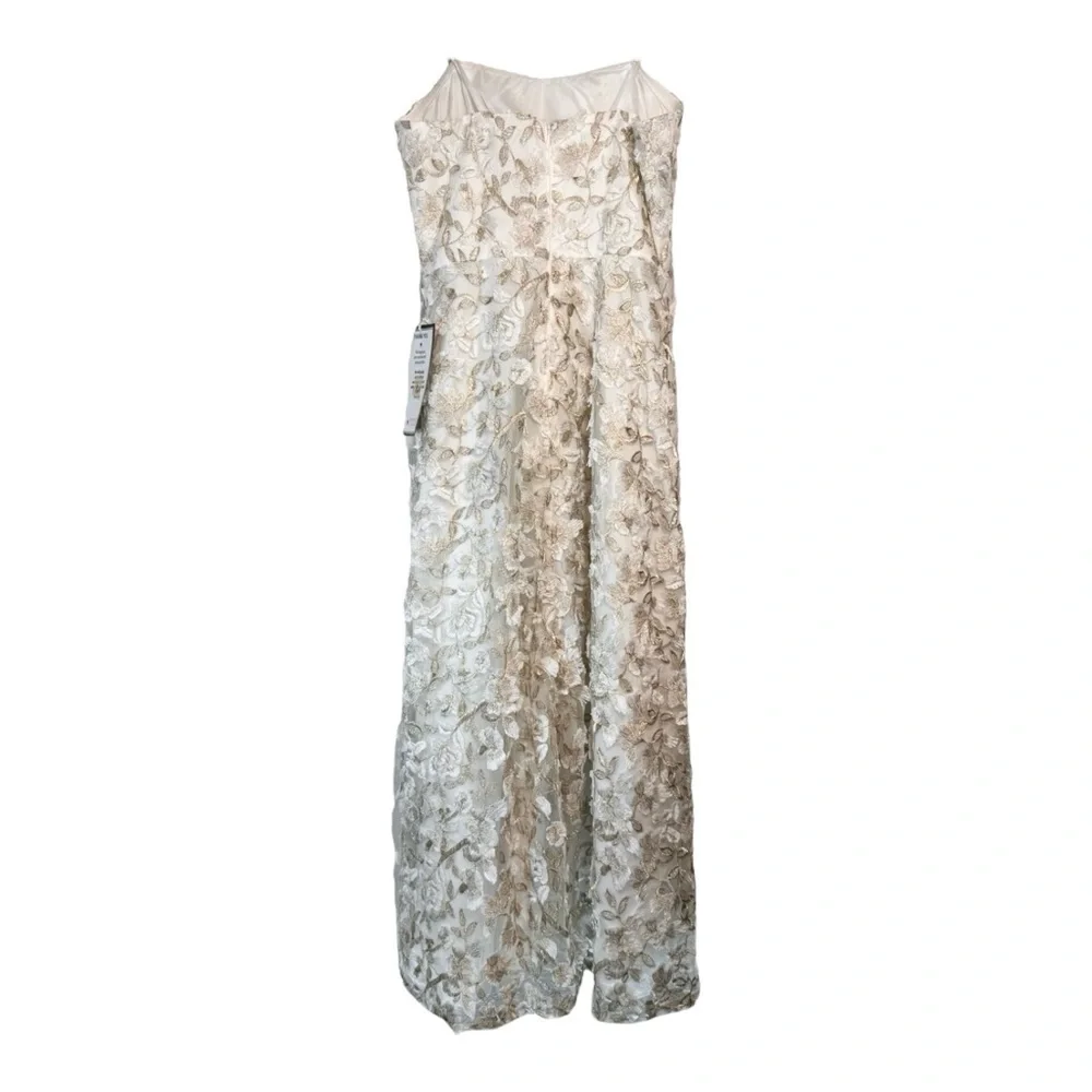 ADRIANNA PAPELL Floral Embroidered Strapless Fit & Flare Dress NWT - Picture 7 of 8